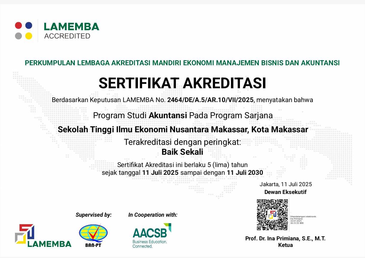 Program Studi Akuntansi STIE Nusantara Makassar Raih Akreditasi “Baik Sekali” dari LAMEMBA