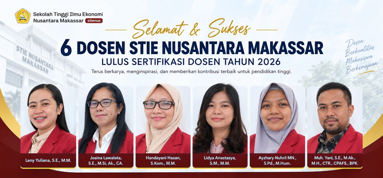 6 Dosen STIE Nusantara Makassar Lulus Sertifikasi Dosen 2026